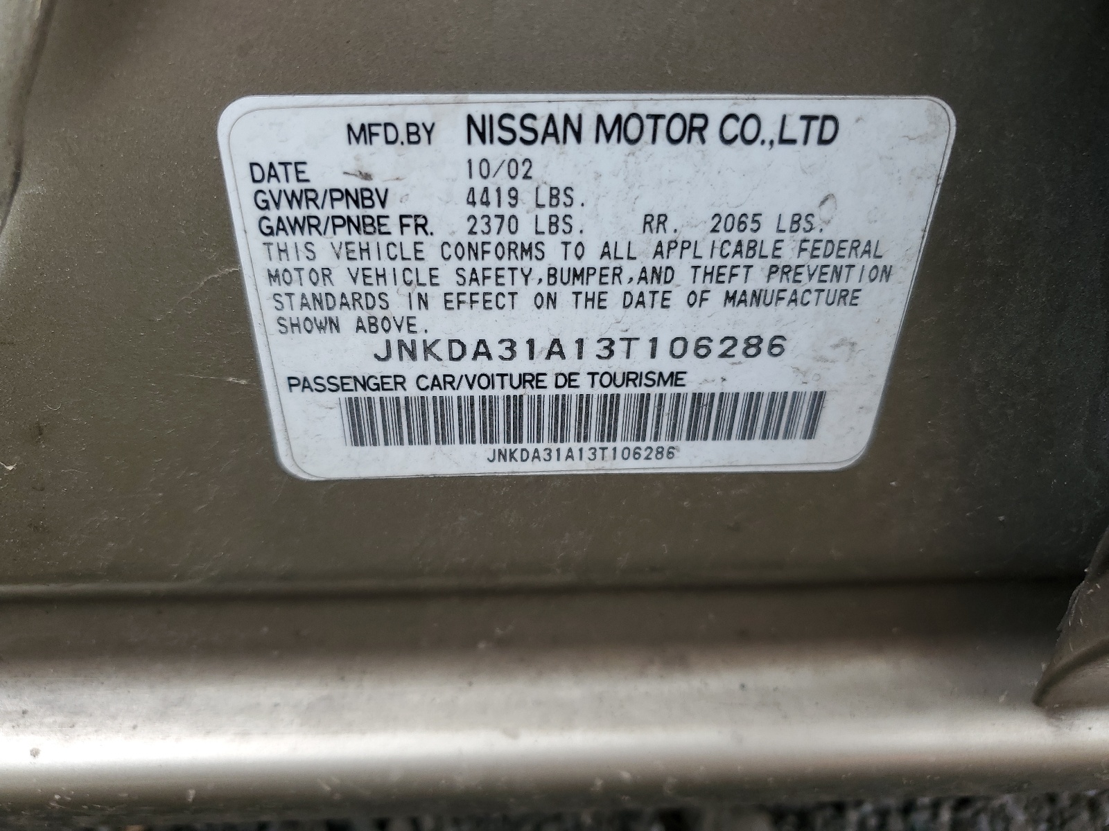 JNKDA31A13T106286 2003 Infiniti I35