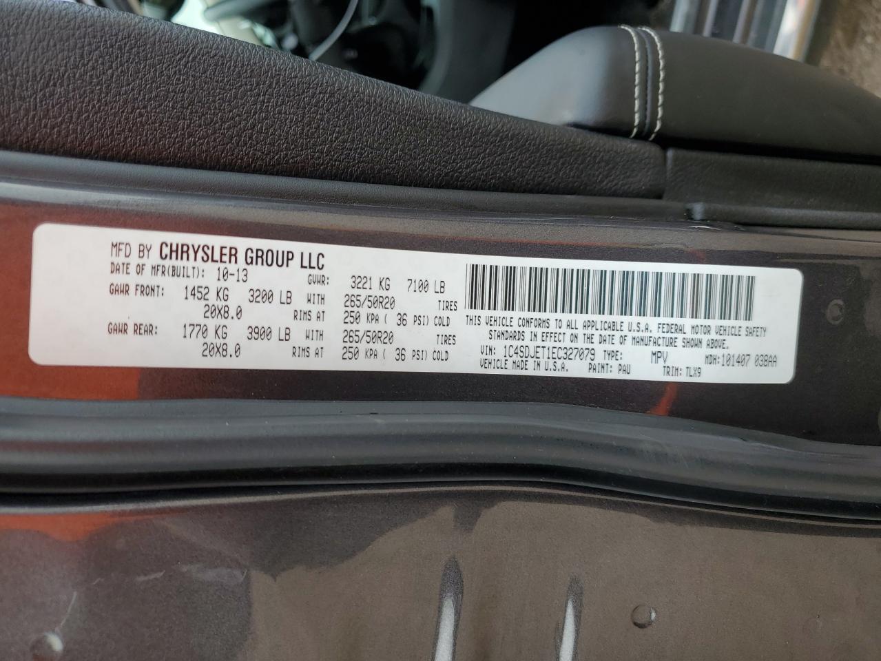 2014 Dodge Durango Citadel VIN: 1C4SDJET1EC327079 Lot: 64791804