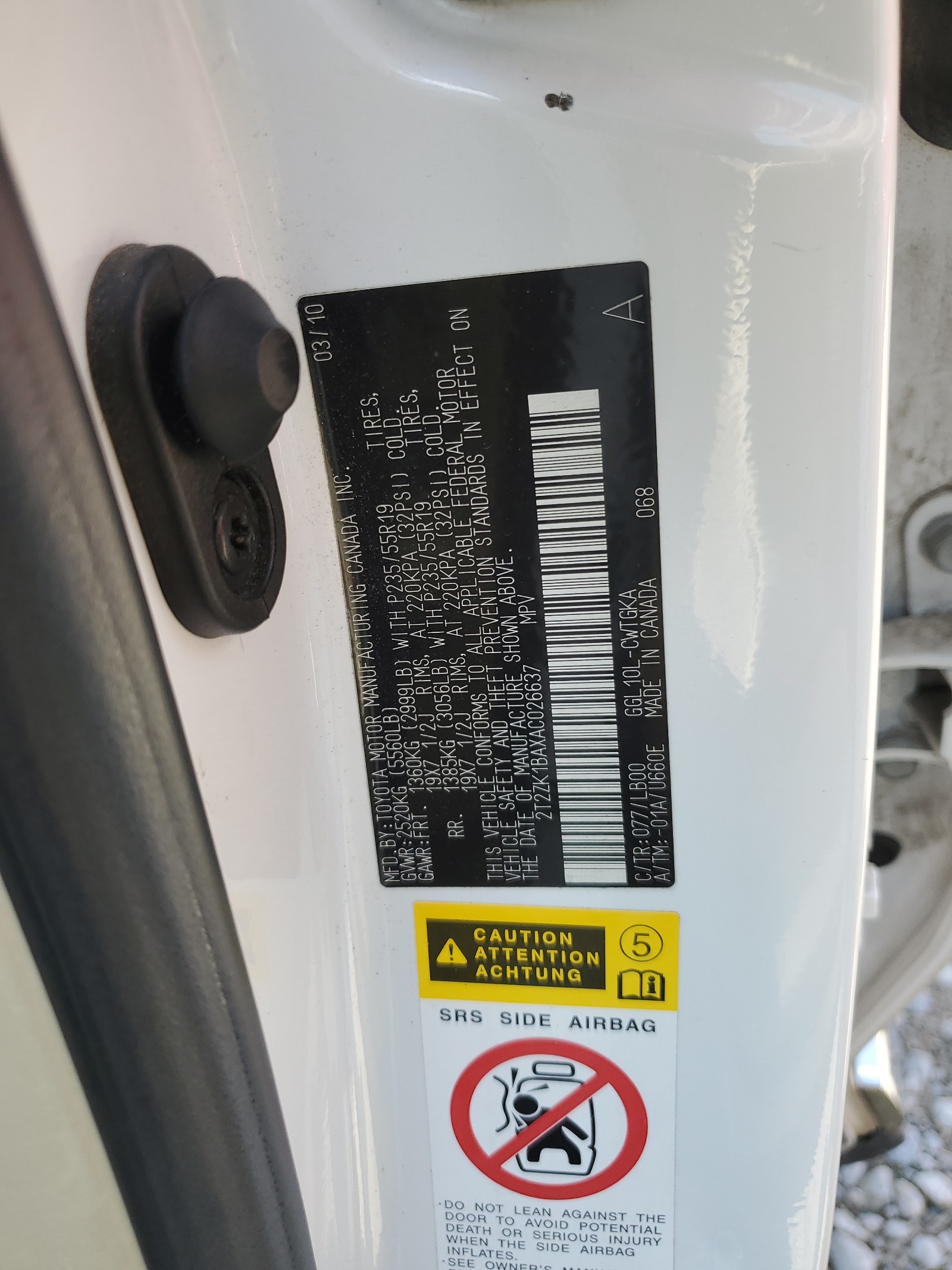 2T2ZK1BAXAC026637 2010 Lexus Rx 350