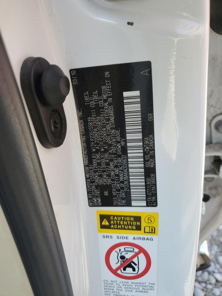 2010 Lexus Rx 350 VIN: 2T2ZK1BAXAC026637 Lot: 62240834