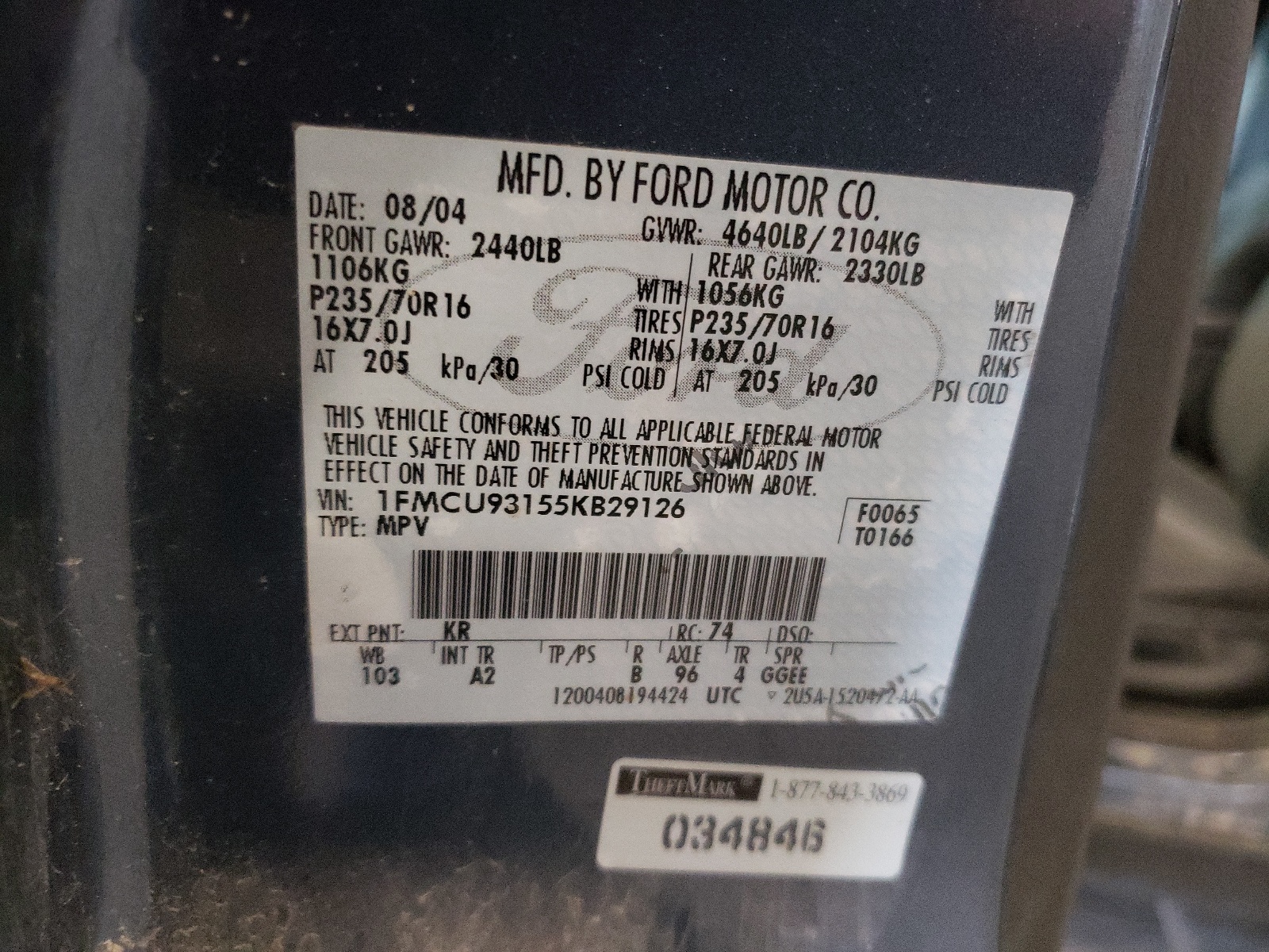 1FMCU93155KB29126 2005 Ford Escape Xlt