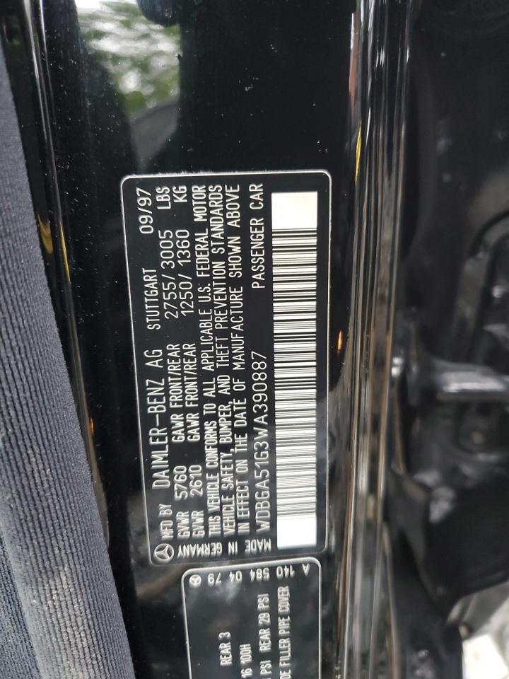 1998 Mercedes-Benz S 500 VIN: WDBGA51G3WA390887 Lot: 62880754