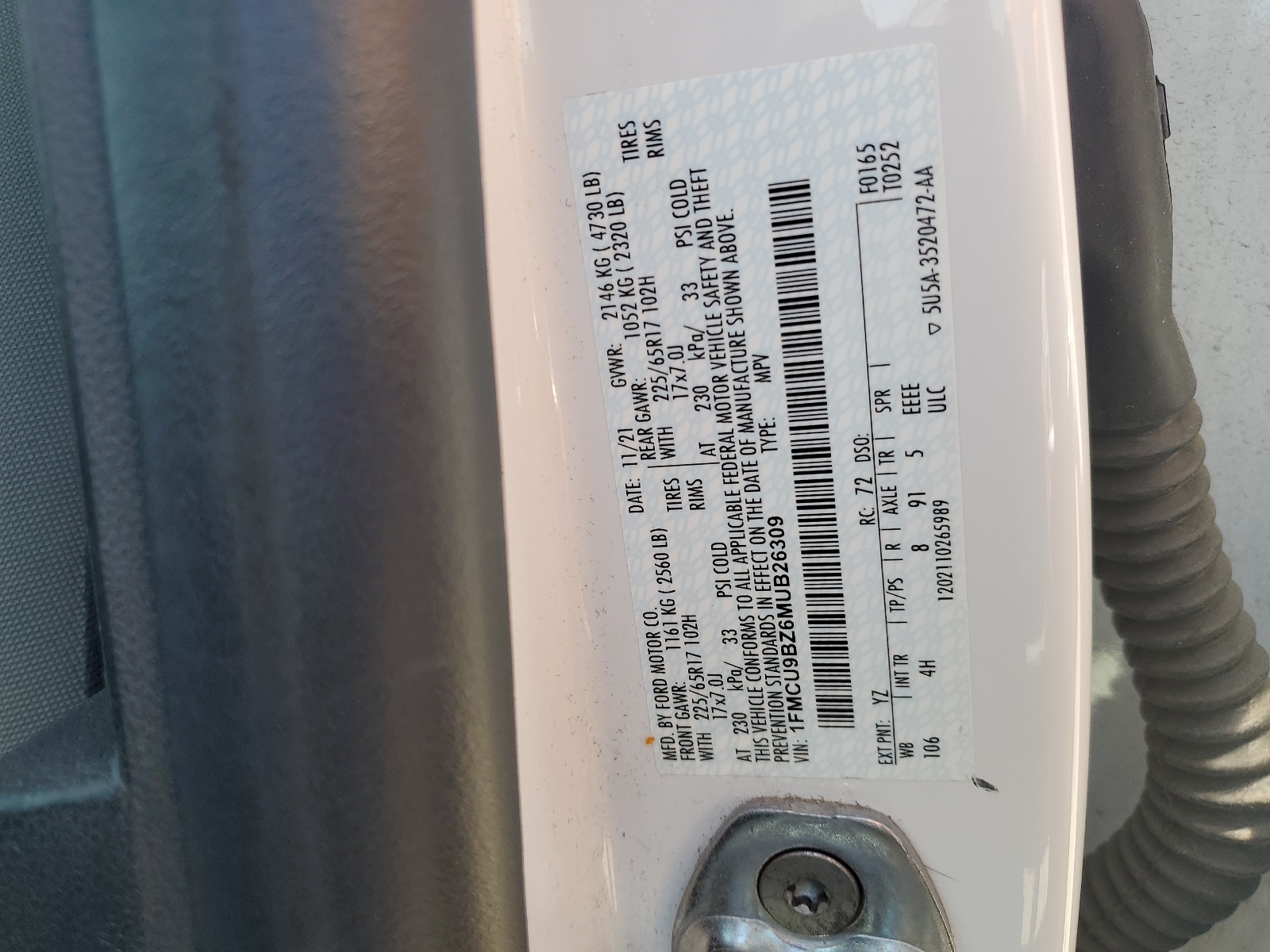 1FMCU9BZ6MUB26309 2021 Ford Escape Se