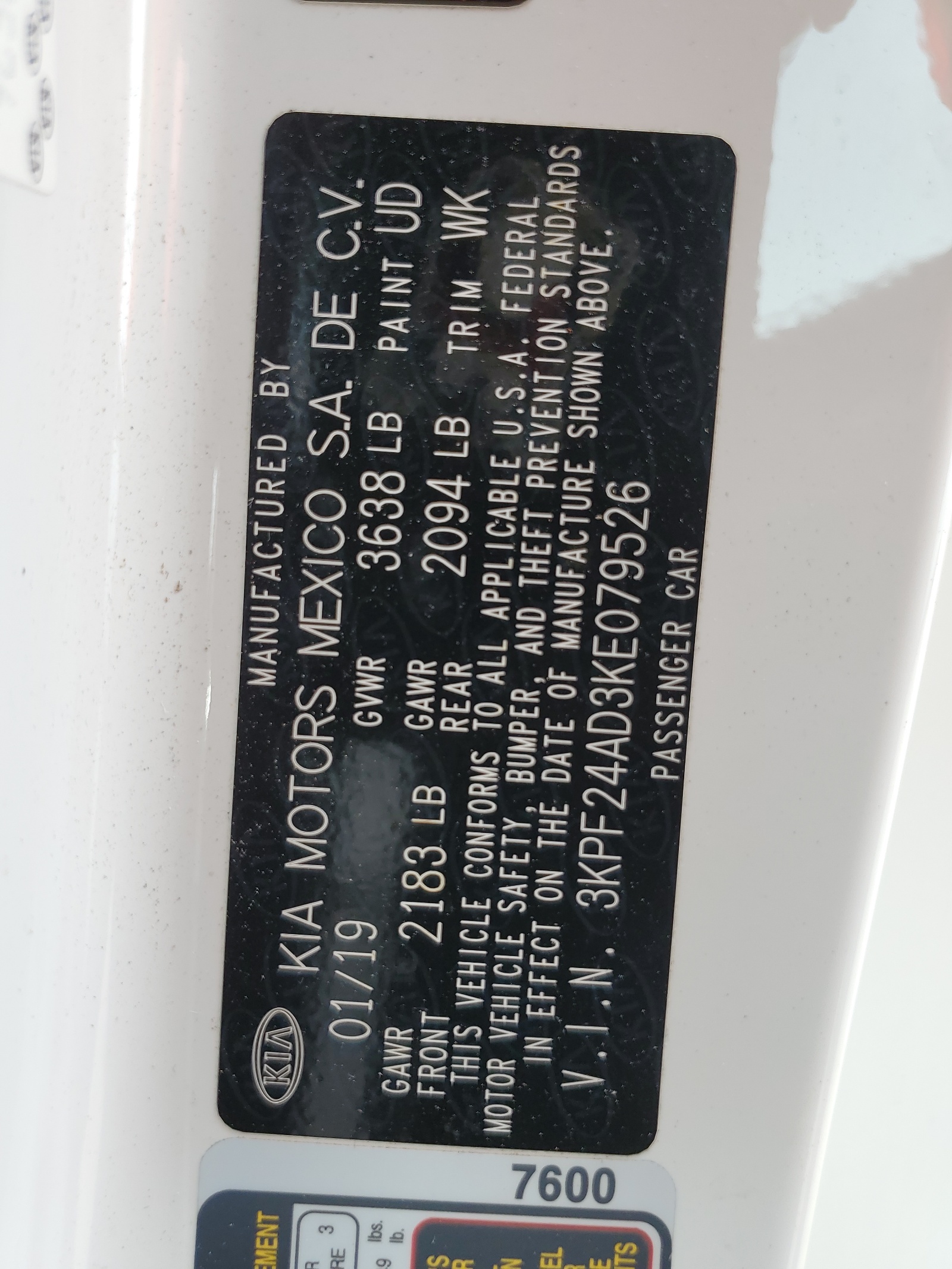 3KPF24AD3KE079526 2019 Kia Forte Fe