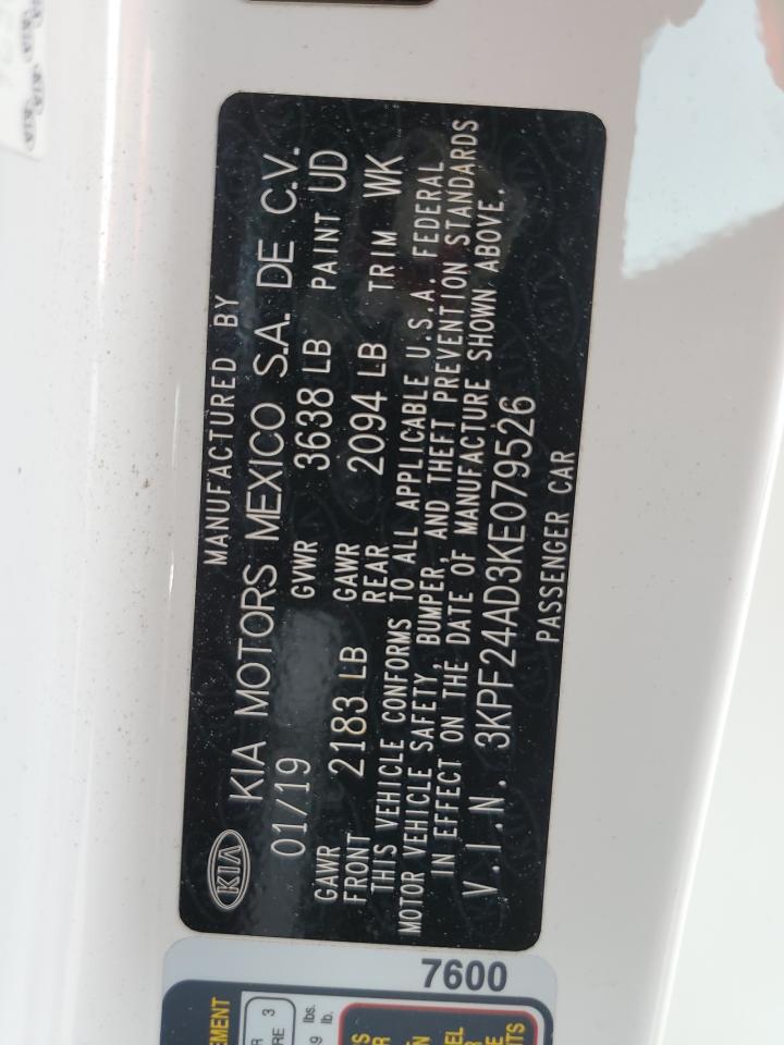 2019 Kia Forte Fe VIN: 3KPF24AD3KE079526 Lot: 64026184