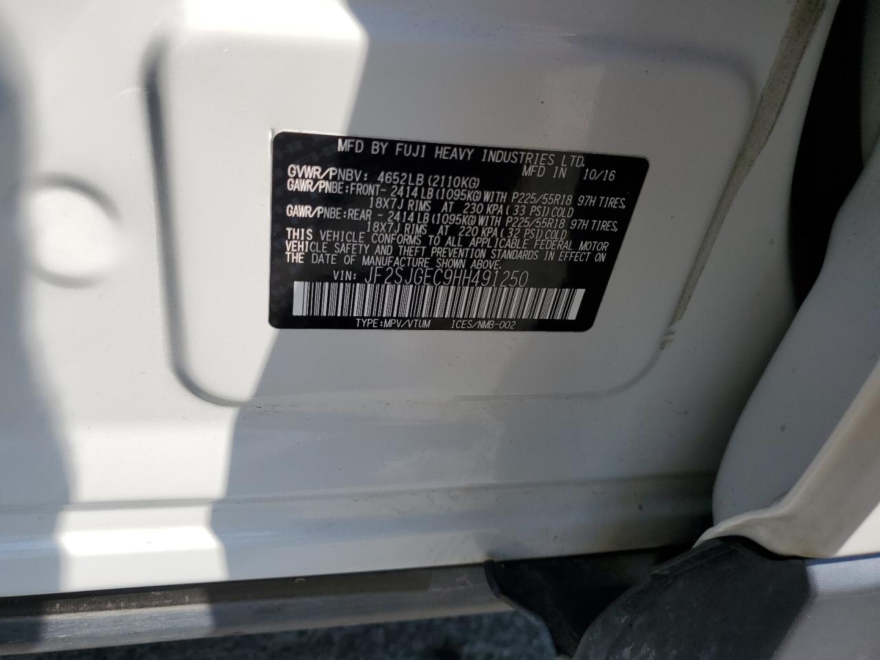 2017 Subaru Forester 2.0Xt Premium VIN: JF2SJGEC9HH491250 Lot: 64340954