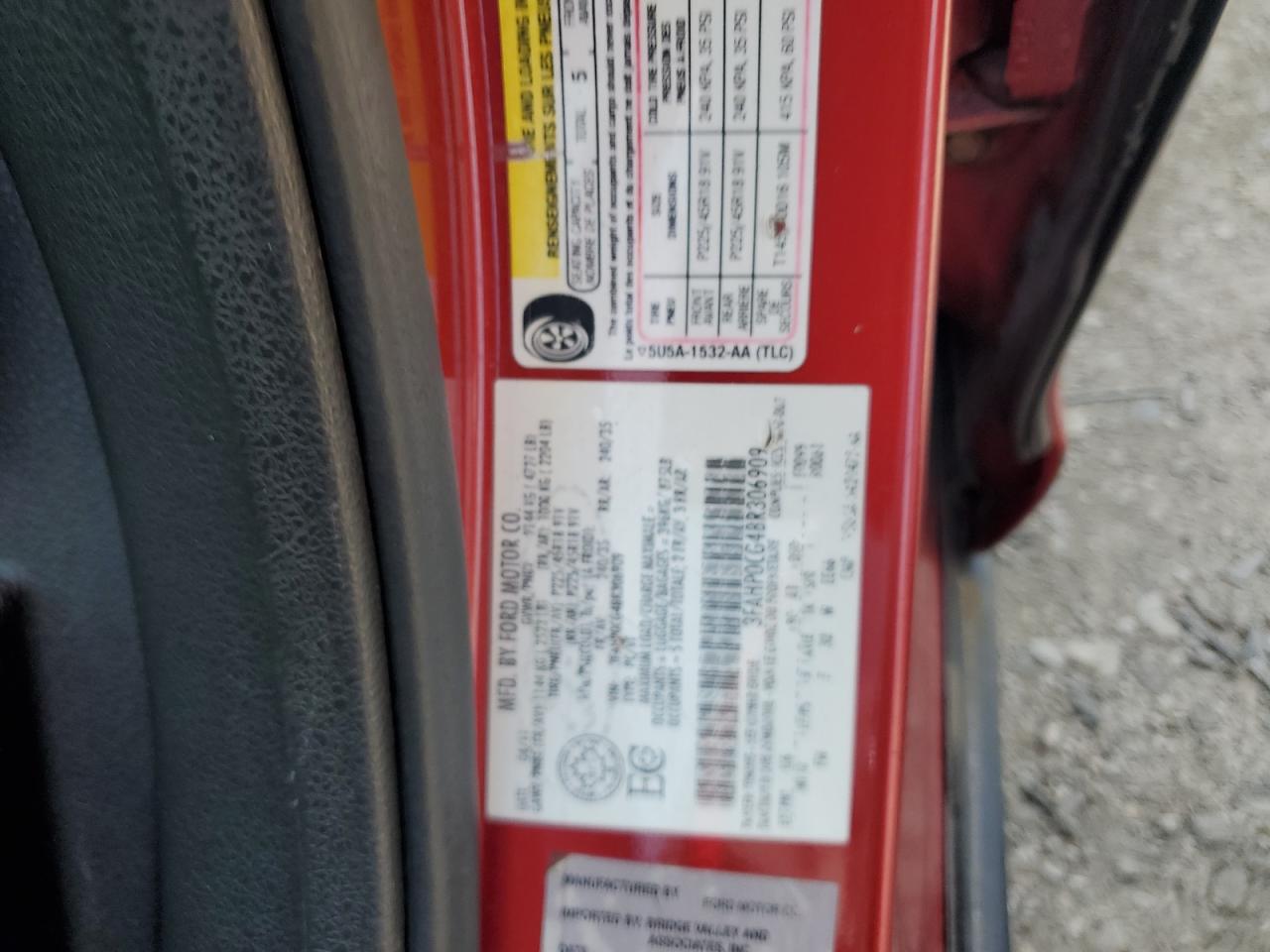 2011 Ford Fusion Sel VIN: 3FAHP0CG4BR306909 Lot: 65023524