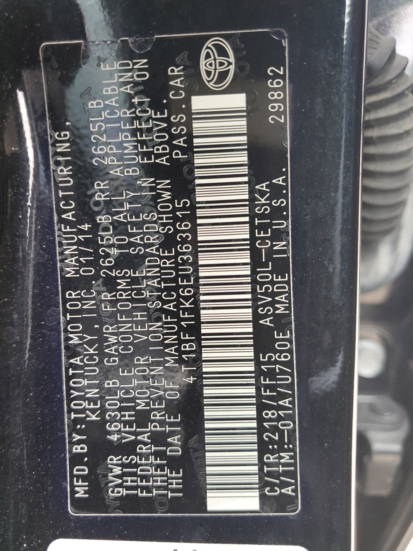 4T1BF1FK6EU363615 2014 Toyota Camry L