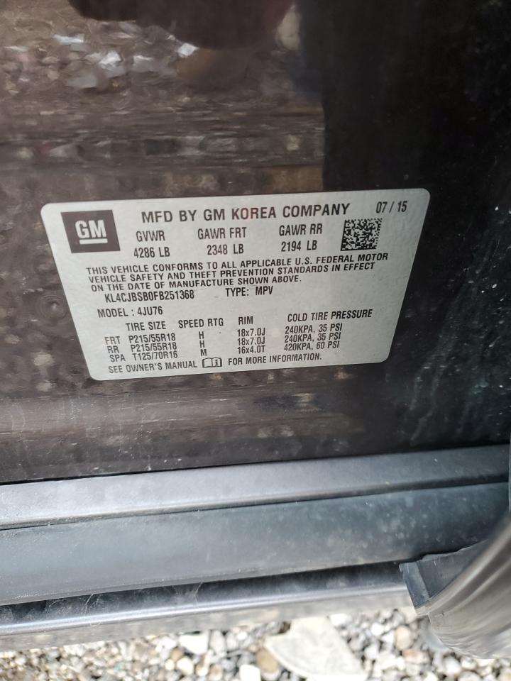 2015 Buick Encore Convenience VIN: KL4CJBSB0FB251368 Lot: 63611594