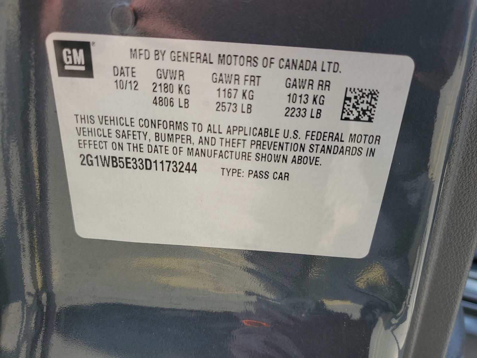 2G1WB5E33D1173244 2013 Chevrolet Impala Lt