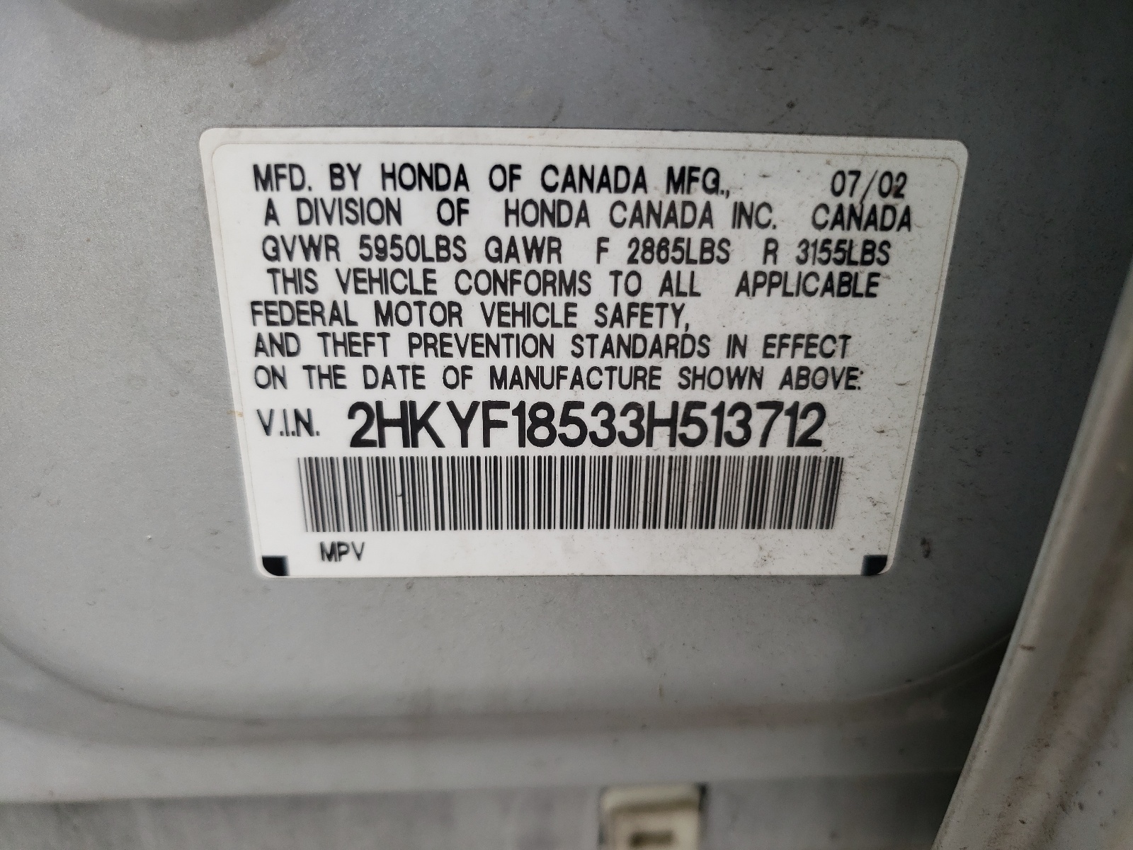 2HKYF18533H513712 2003 Honda Pilot Exl