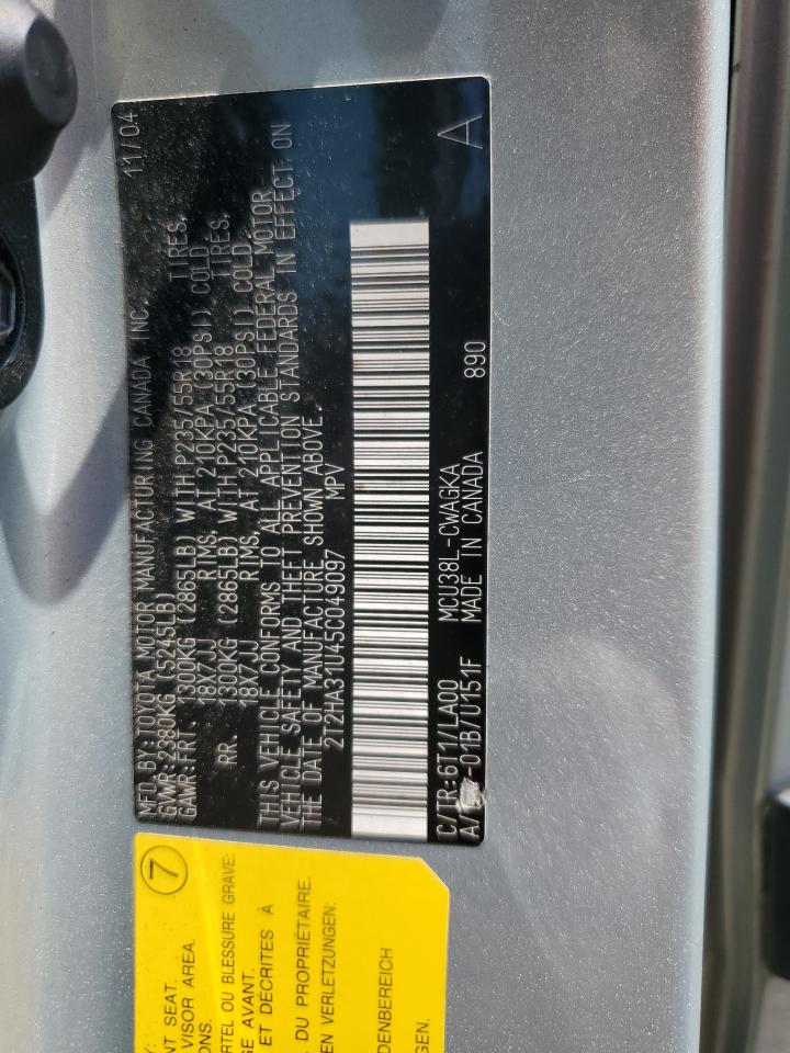 2005 Lexus Rx 330 VIN: 2T2HA31U45C049097 Lot: 62801554