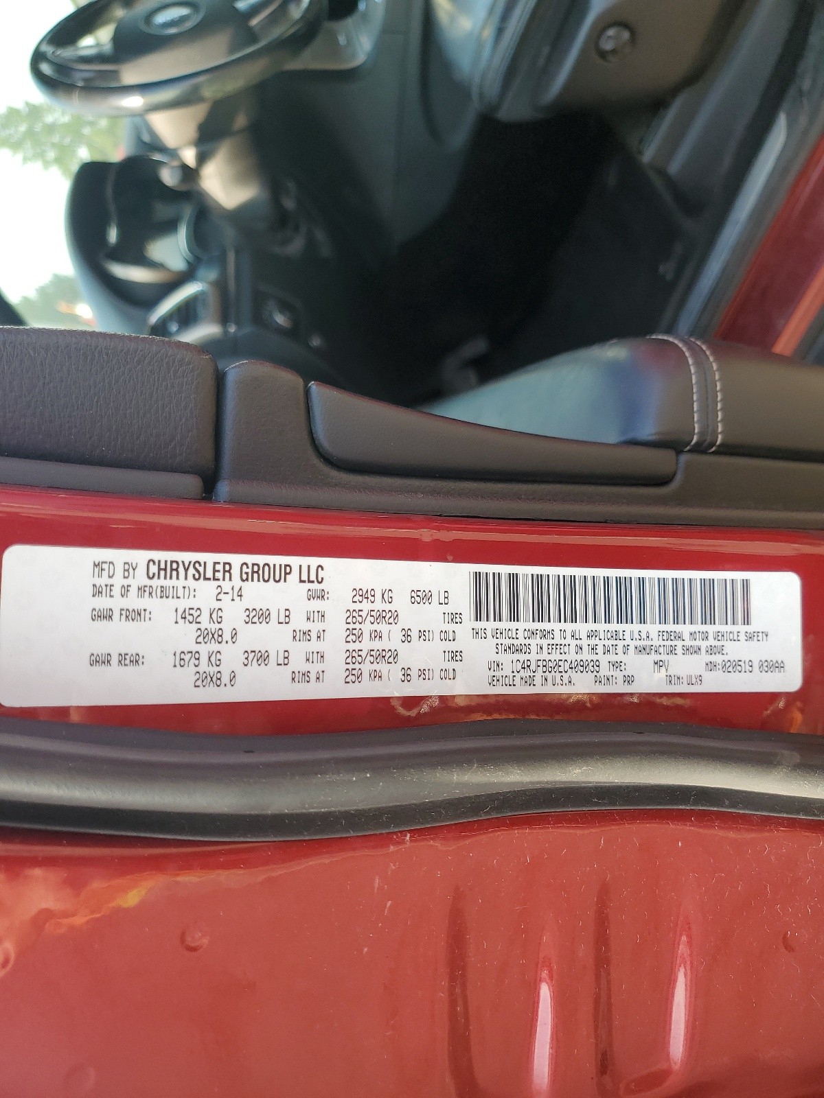 1C4RJFBG0EC409039 2014 Jeep Grand Cherokee Limited