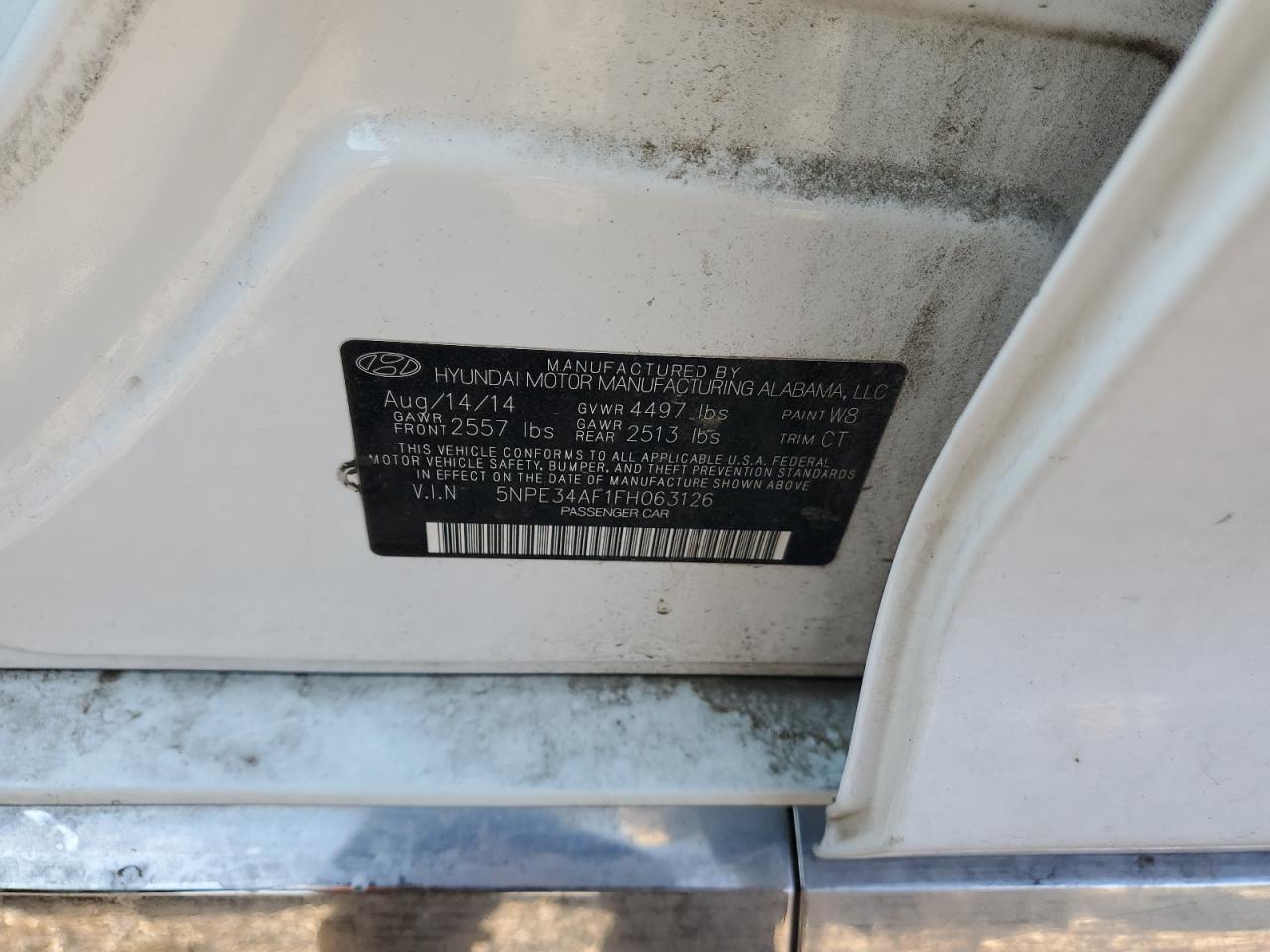 2015 Hyundai Sonata Sport VIN: 5NPE34AF1FH063126 Lot: 65002734