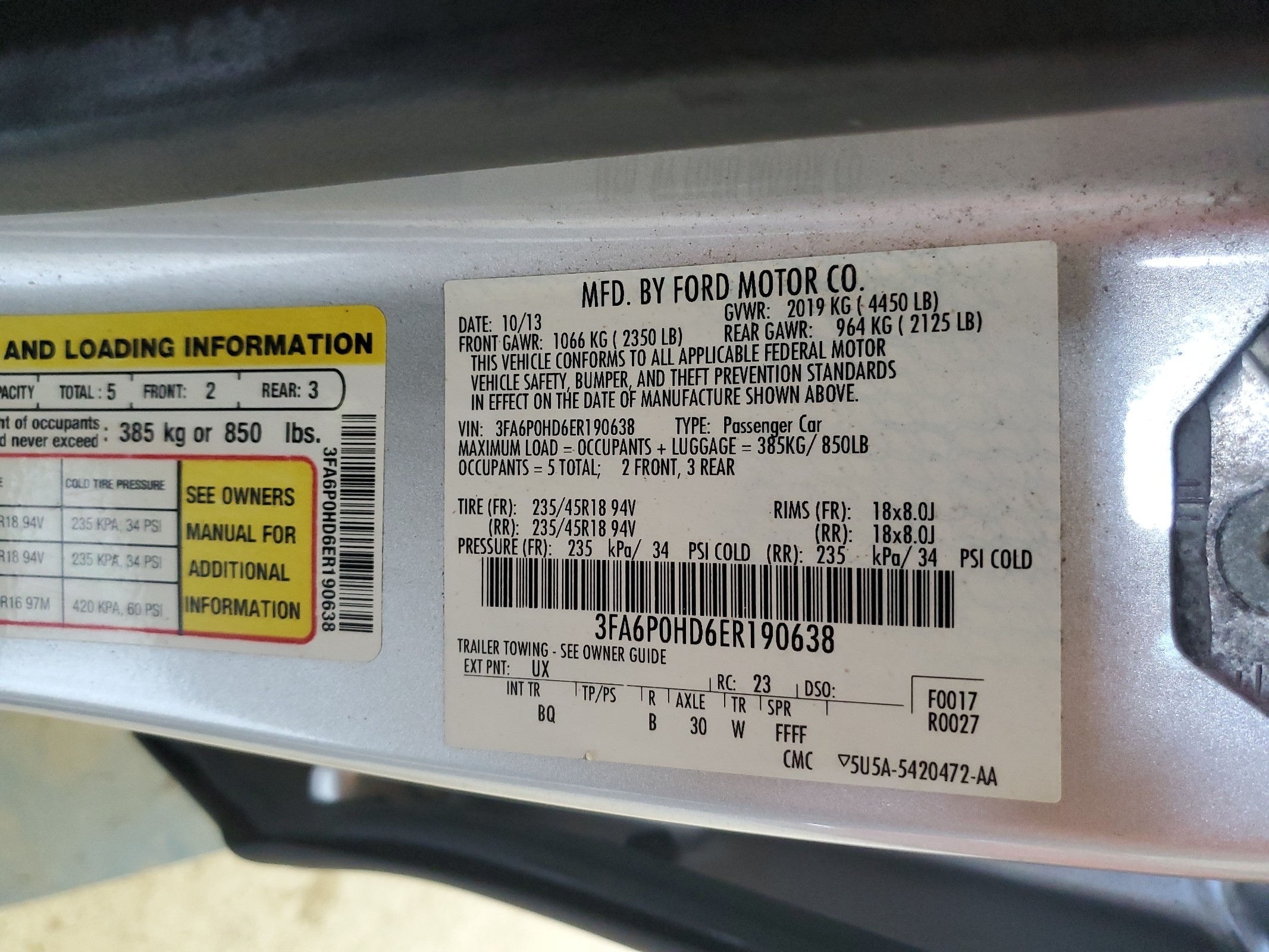 3FA6P0HD6ER190638 2014 Ford Fusion Se