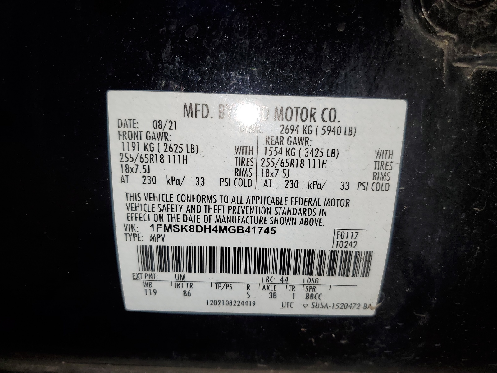 1FMSK8DH4MGB41745 2021 Ford Explorer Xlt