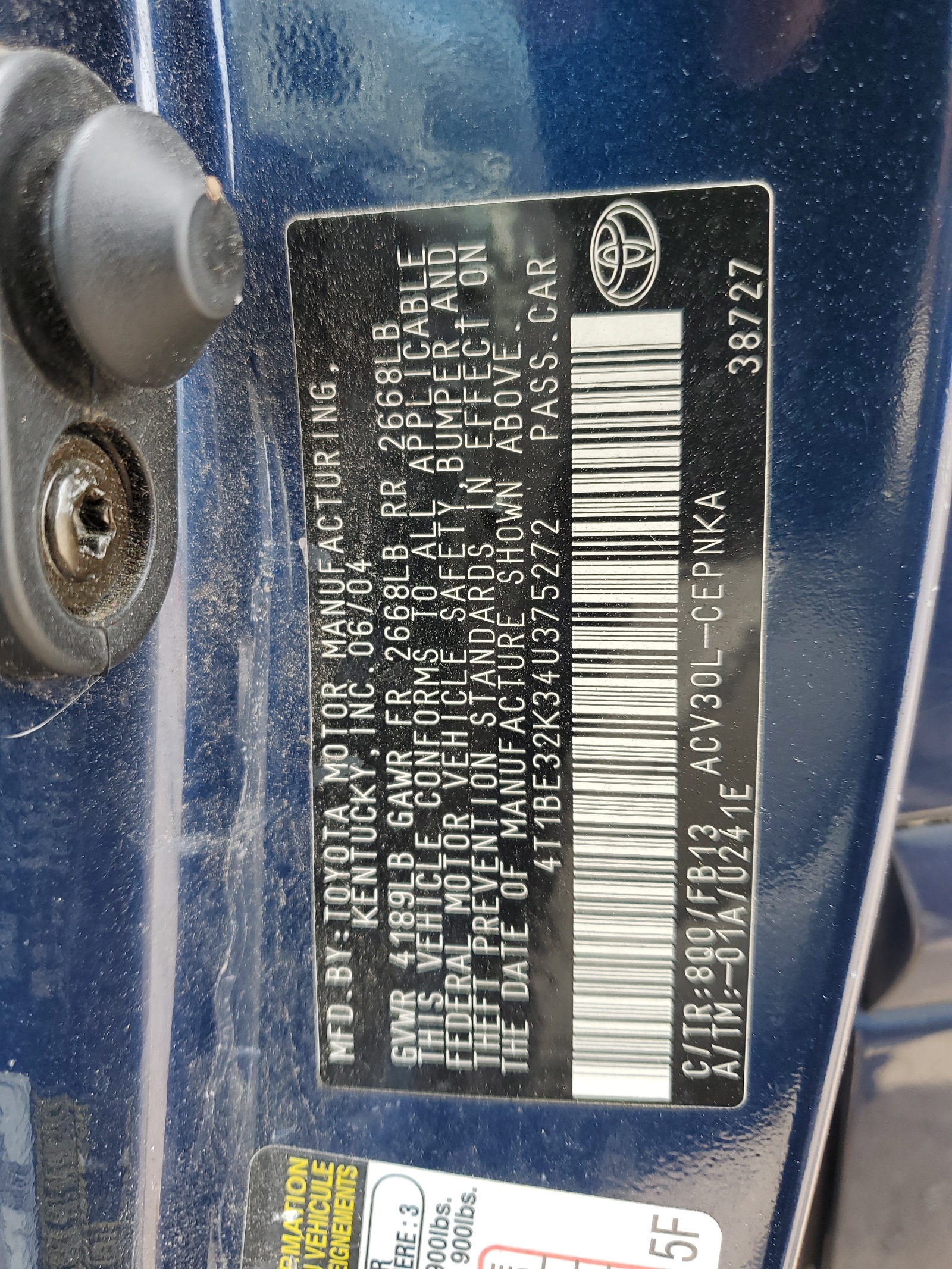 4T1BE32K34U375272 2004 Toyota Camry Le