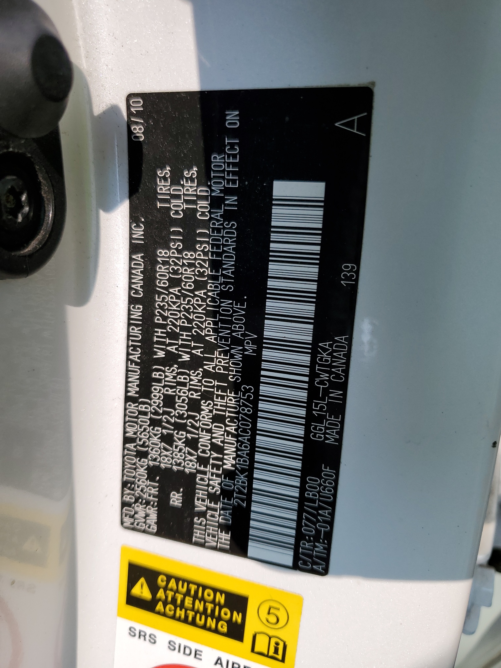 2T2BK1BA6AC078753 2010 Lexus Rx 350