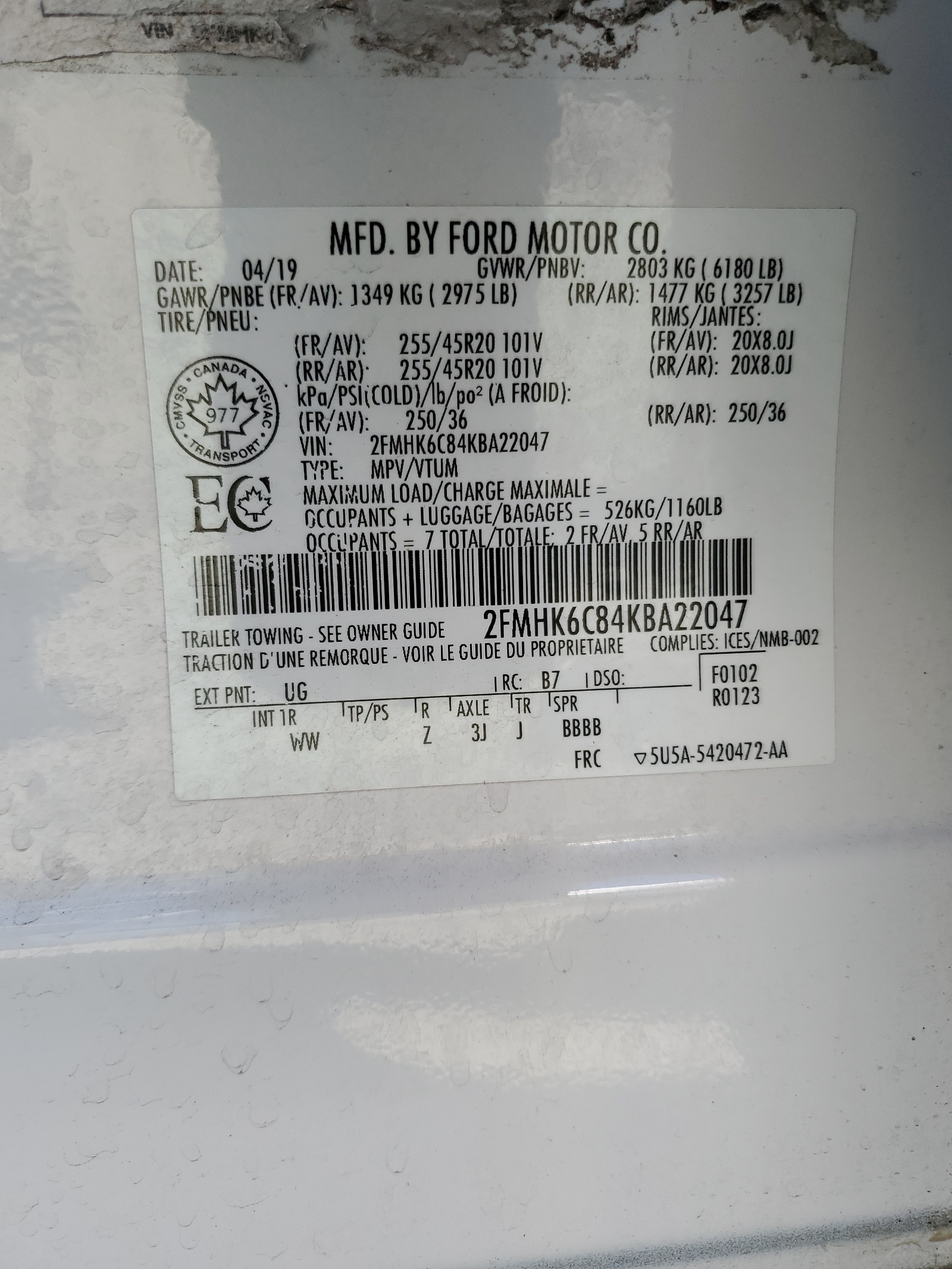 2FMHK6C84KBA22047 2019 Ford Flex Sel