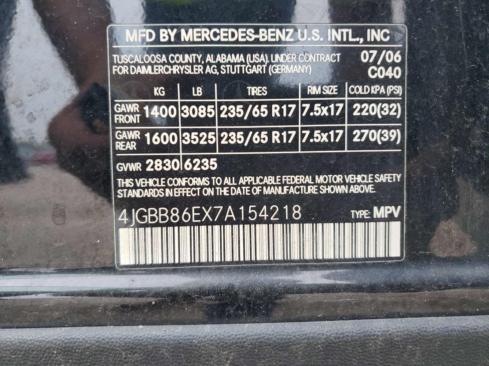 4JGBB86EX7A154218 2007 Mercedes-Benz Ml 350