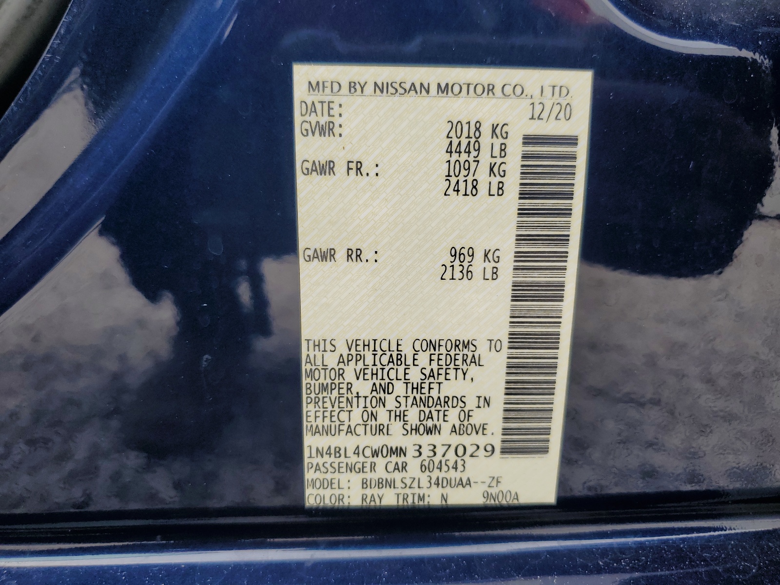 2021 Nissan Altima Sr vin: 1N4BL4CW0MN337029