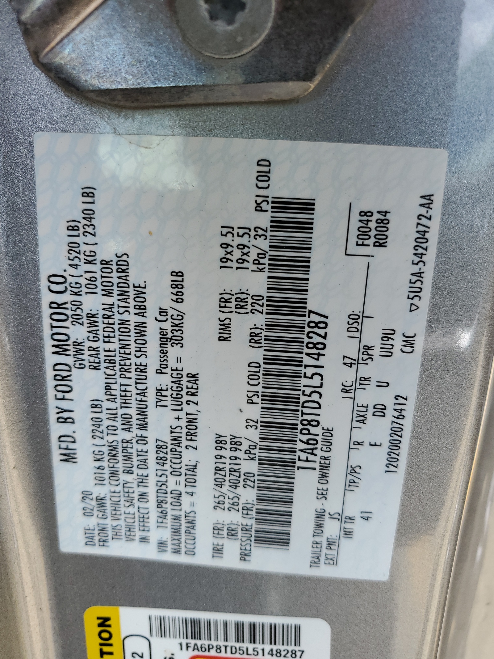 1FA6P8TD5L5148287 2020 Ford Mustang