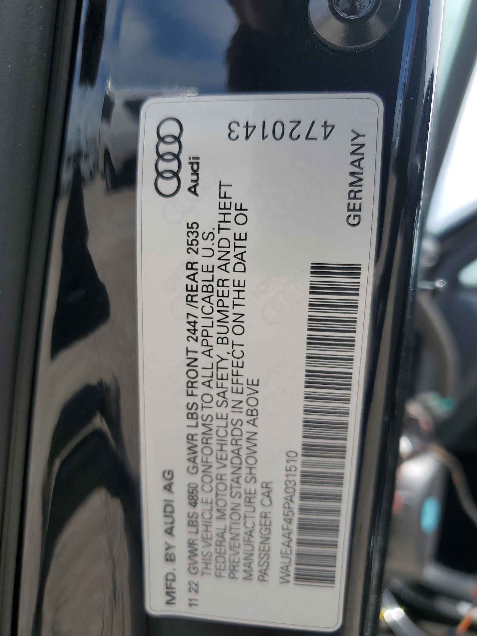 WAUEAAF45PA031510 2023 Audi A4 Premium Plus 45