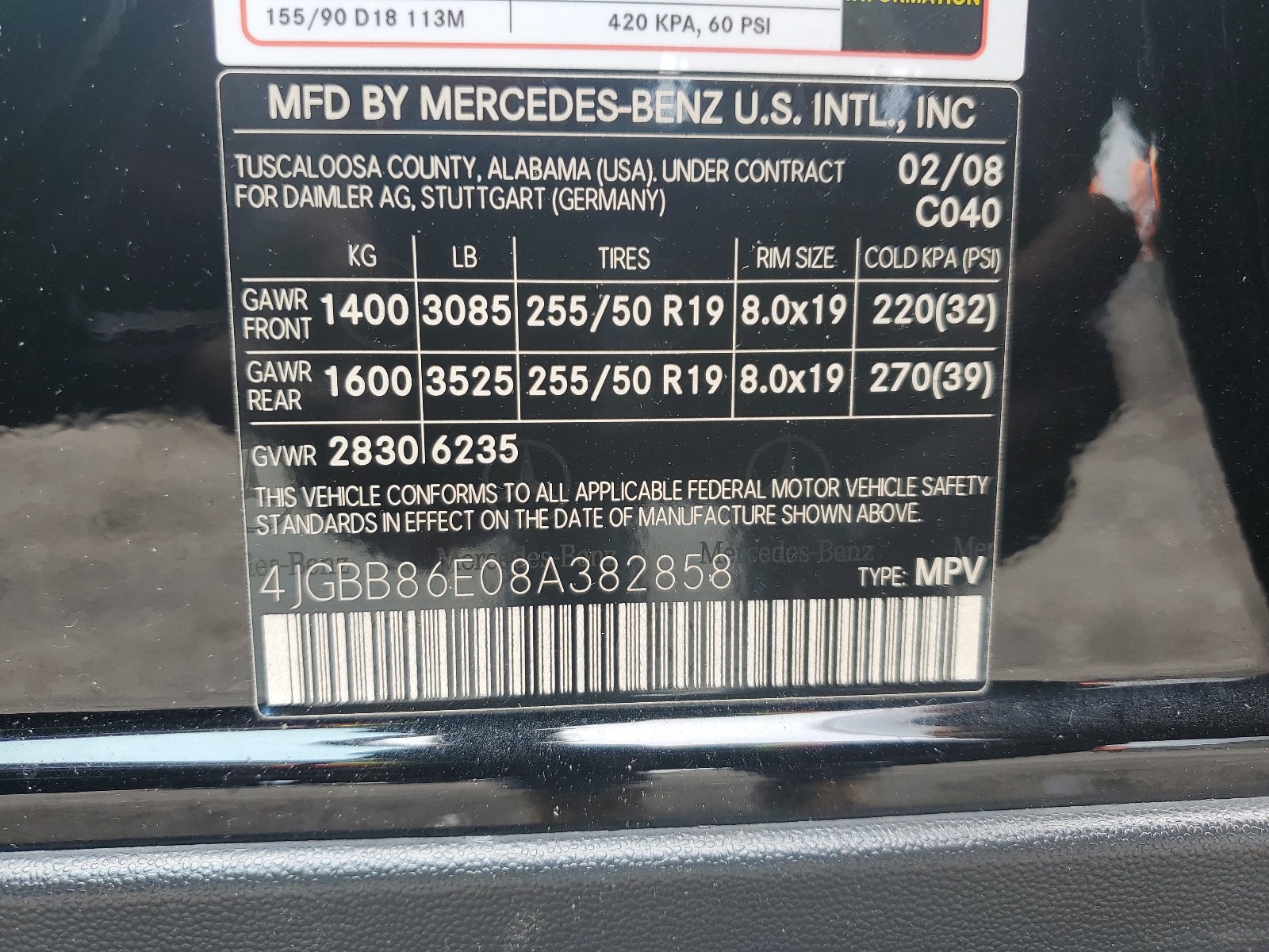 4JGBB86E08A382858 2008 Mercedes-Benz Ml 350