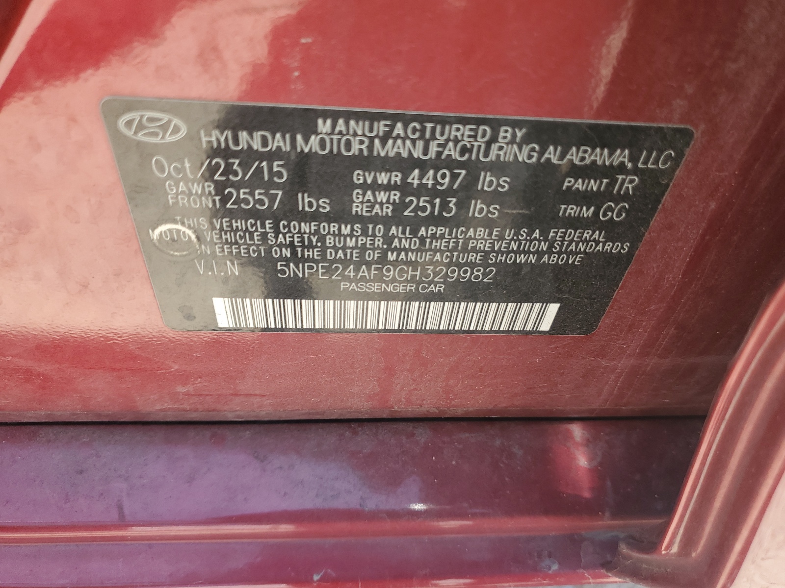 5NPE24AF9GH329982 2016 Hyundai Sonata Se