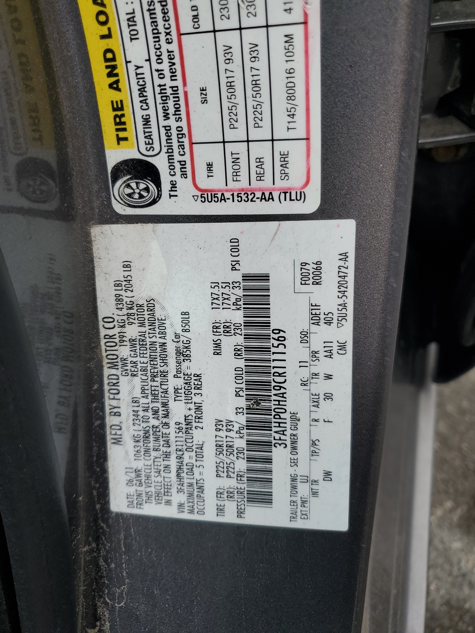 3FAHP0HA9CR111569 2012 Ford Fusion Se
