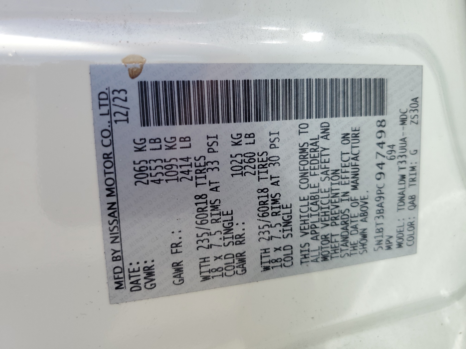 5N1BT3BA9PC947498 2023 Nissan Rogue Sv