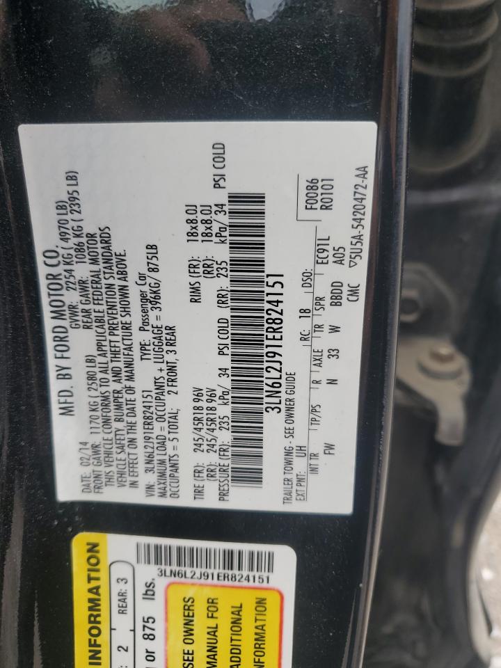 2014 Lincoln Mkz VIN: 3LN6L2J91ER824151 Lot: 63980574