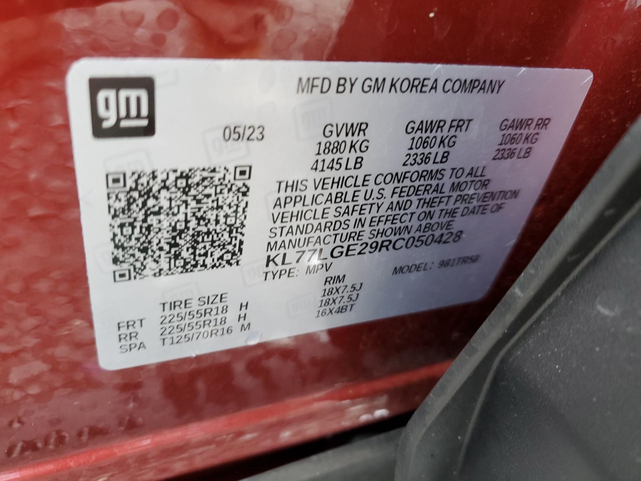 2024 Chevrolet Trax 1Rs VIN: KL77LGE29RC050428 Lot: 63192194