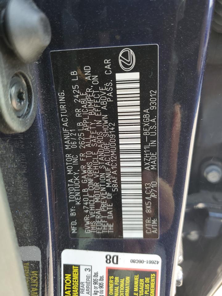 2021 Lexus Es 300H Ultra Luxury VIN: 58AFA1C12MU009142 Lot: 64618774