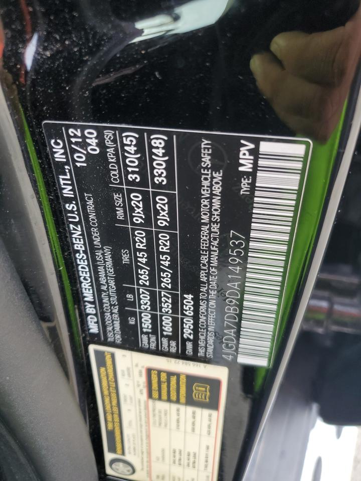 2013 Mercedes-Benz Ml 550 4Matic VIN: 4JGDA7DB9DA149537 Lot: 64513184