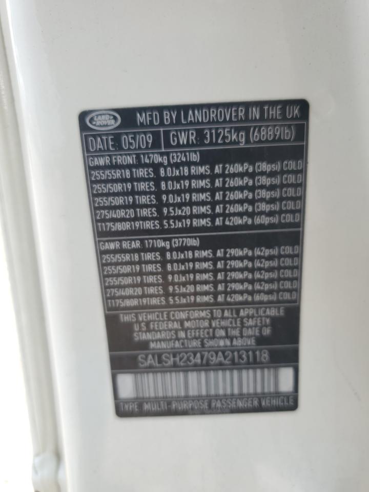 2009 Land Rover Range Rover Sport Supercharged VIN: SALSH23479A213118 Lot: 63771954