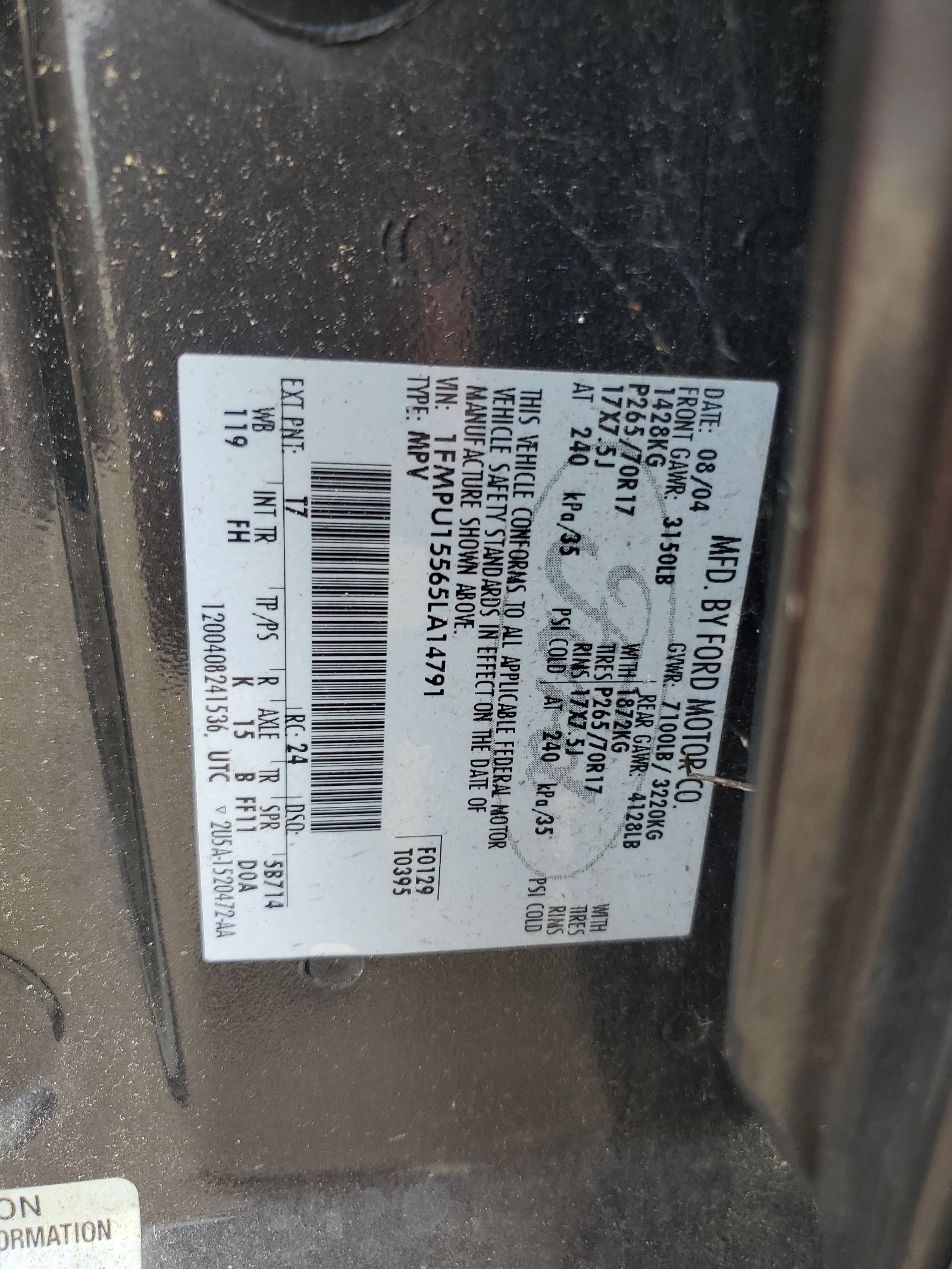 1FMPU15565LA14791 2005 Ford Expedition Xlt