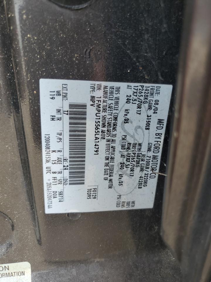 2005 Ford Expedition Xlt VIN: 1FMPU15565LA14791 Lot: 63635754