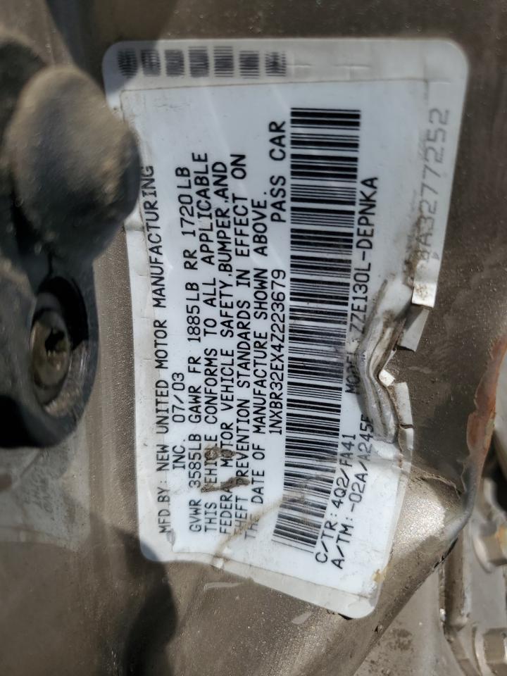 2004 Toyota Corolla Ce VIN: 1NXBR32EX4Z223679 Lot: 62929094