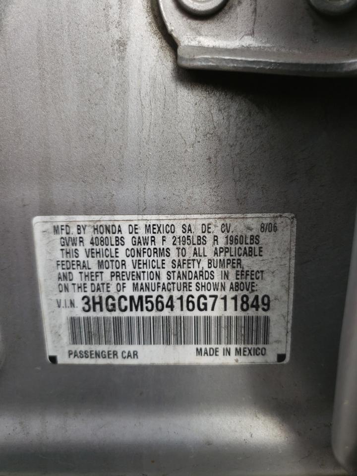 2006 Honda Accord Lx VIN: 3HGCM56416G711849 Lot: 64600094