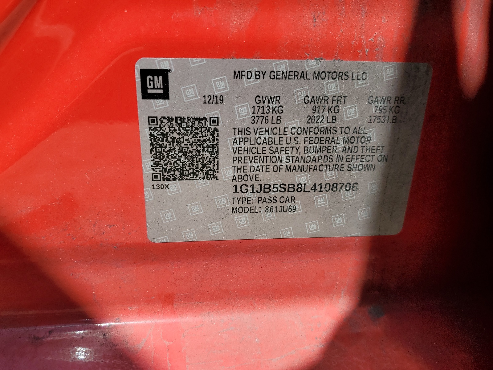 1G1JB5SB8L4108706 2020 Chevrolet Sonic Ls