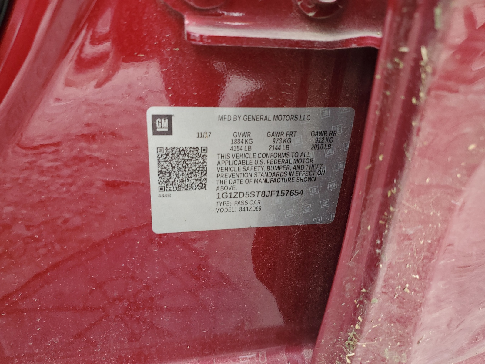 1G1ZD5ST8JF157654 2018 Chevrolet Malibu Lt