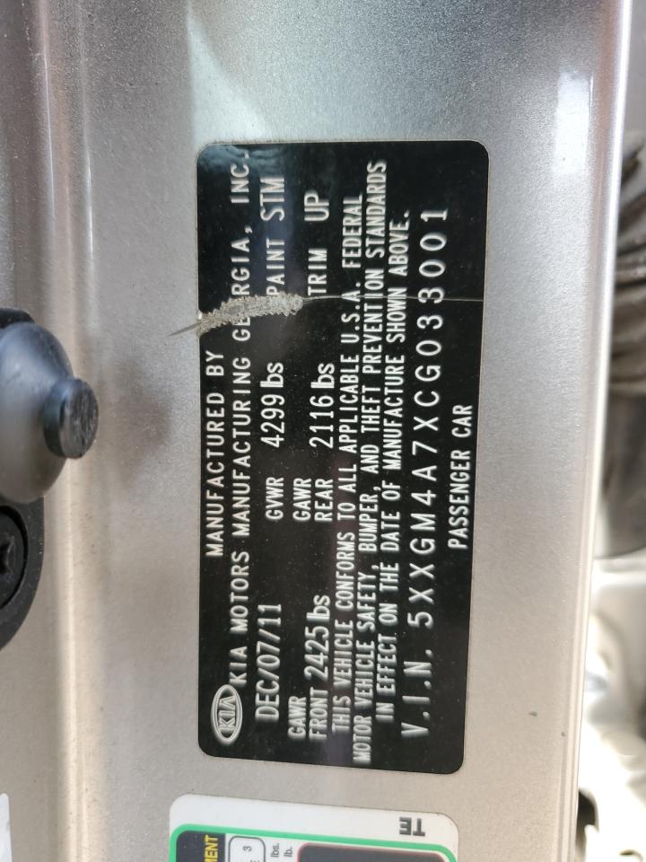 2012 Kia Optima Lx VIN: 5XXGM4A7XCG033001 Lot: 63614744