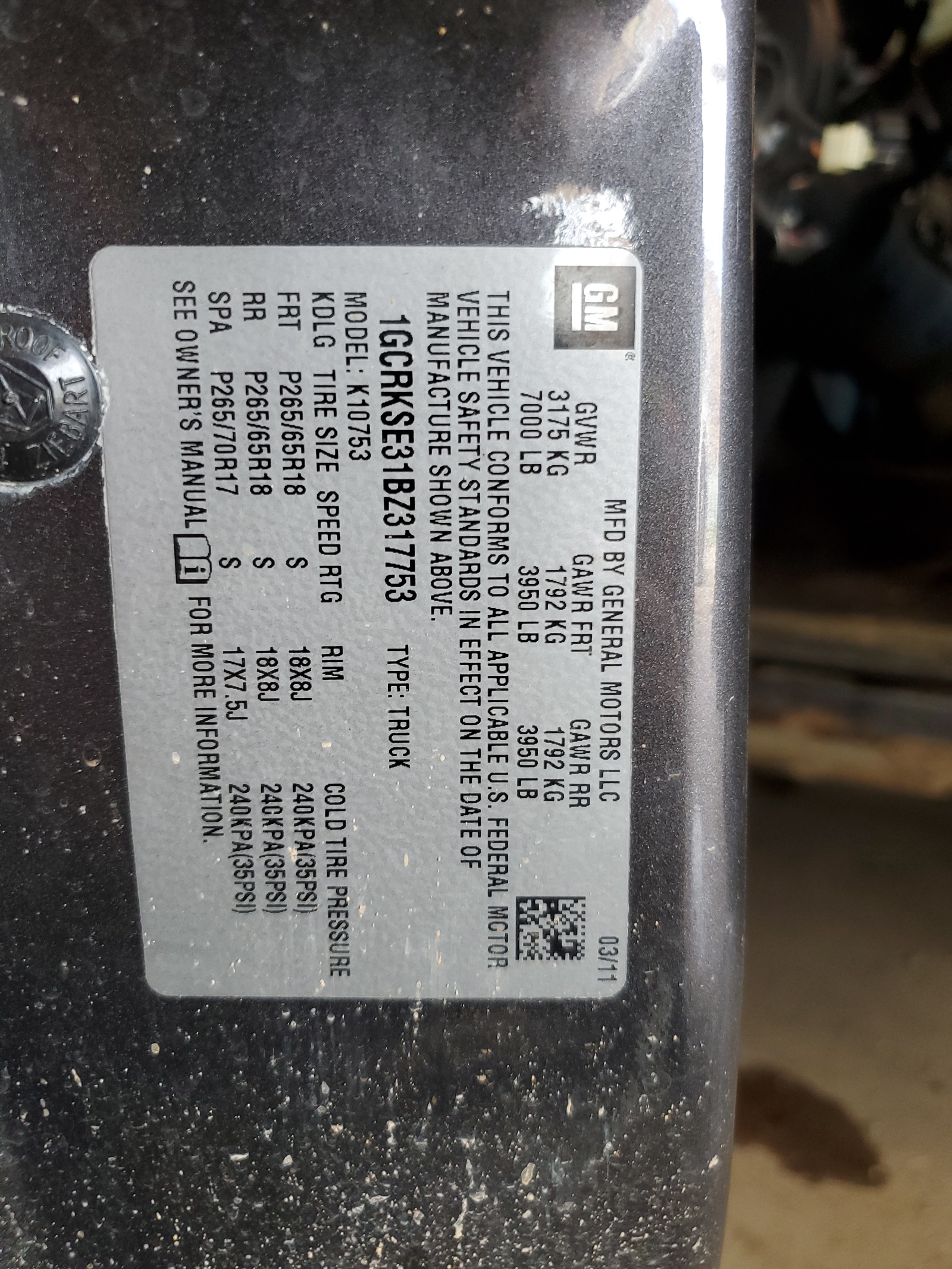 1GCRKSE31BZ317753 2011 Chevrolet Silverado K1500 Lt