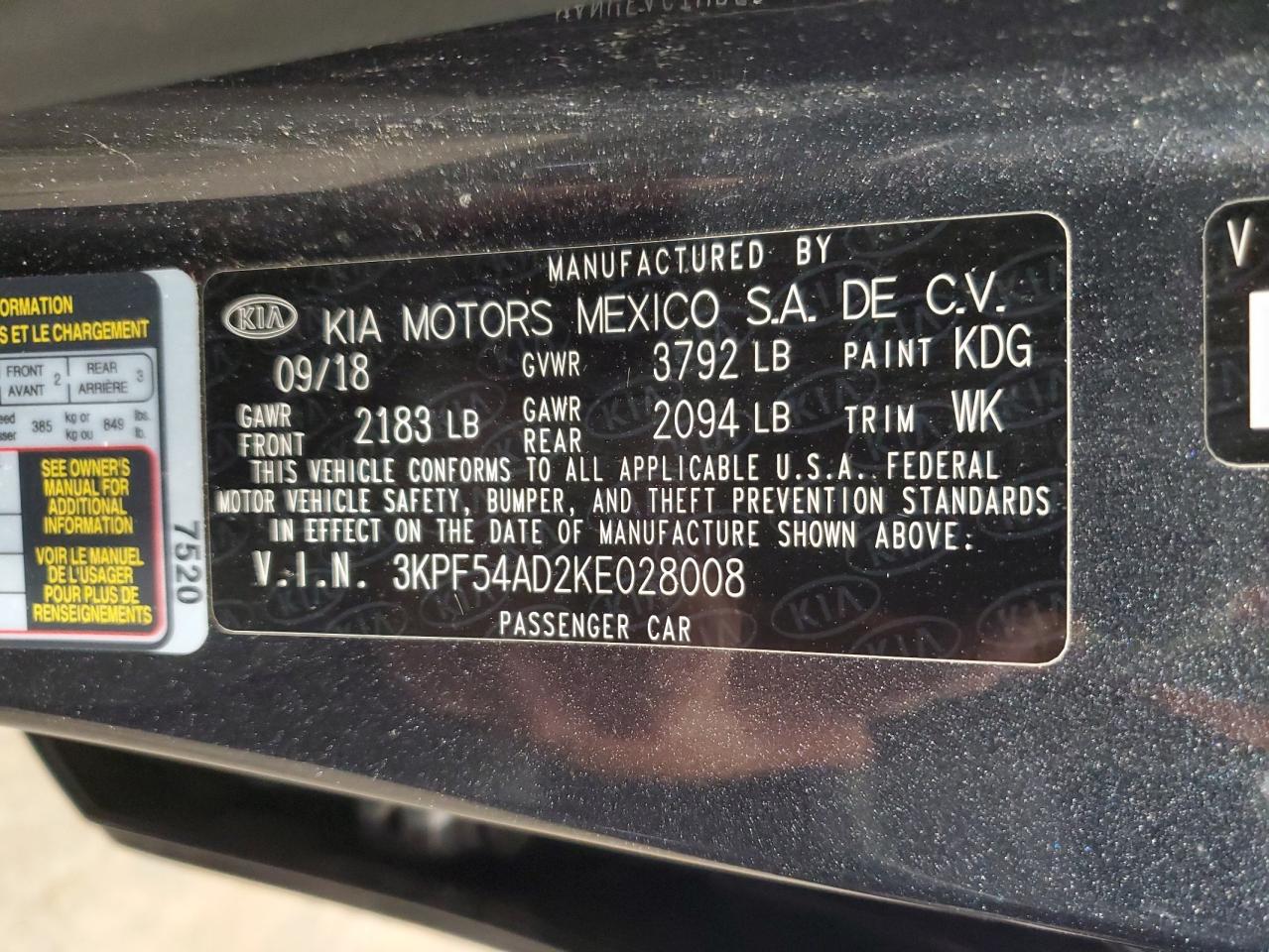 2019 Kia Forte Ex VIN: 3KPF54AD2KE028008 Lot: 64157864