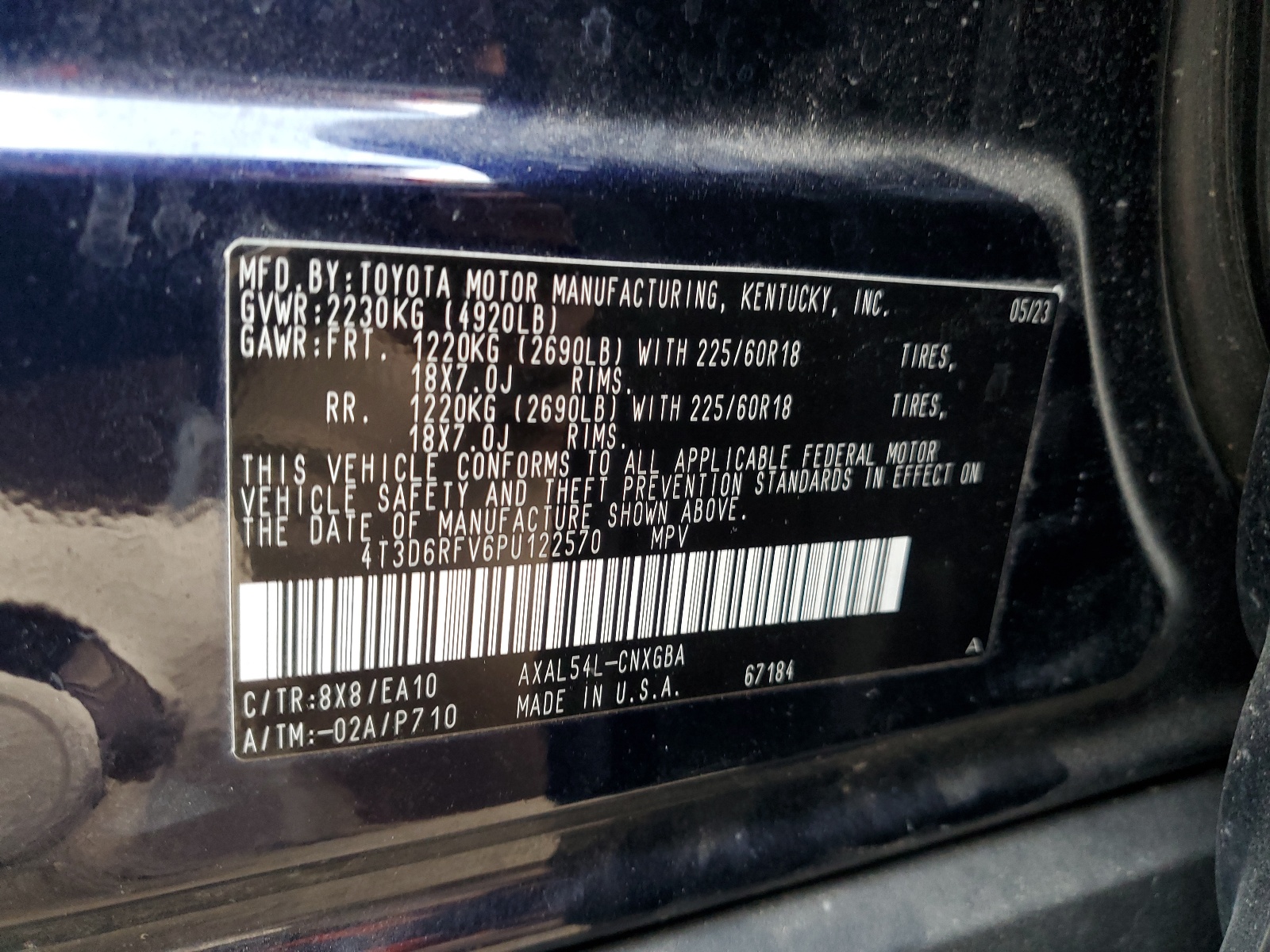 4T3D6RFV6PU122570 2023 Toyota Rav4 Limited