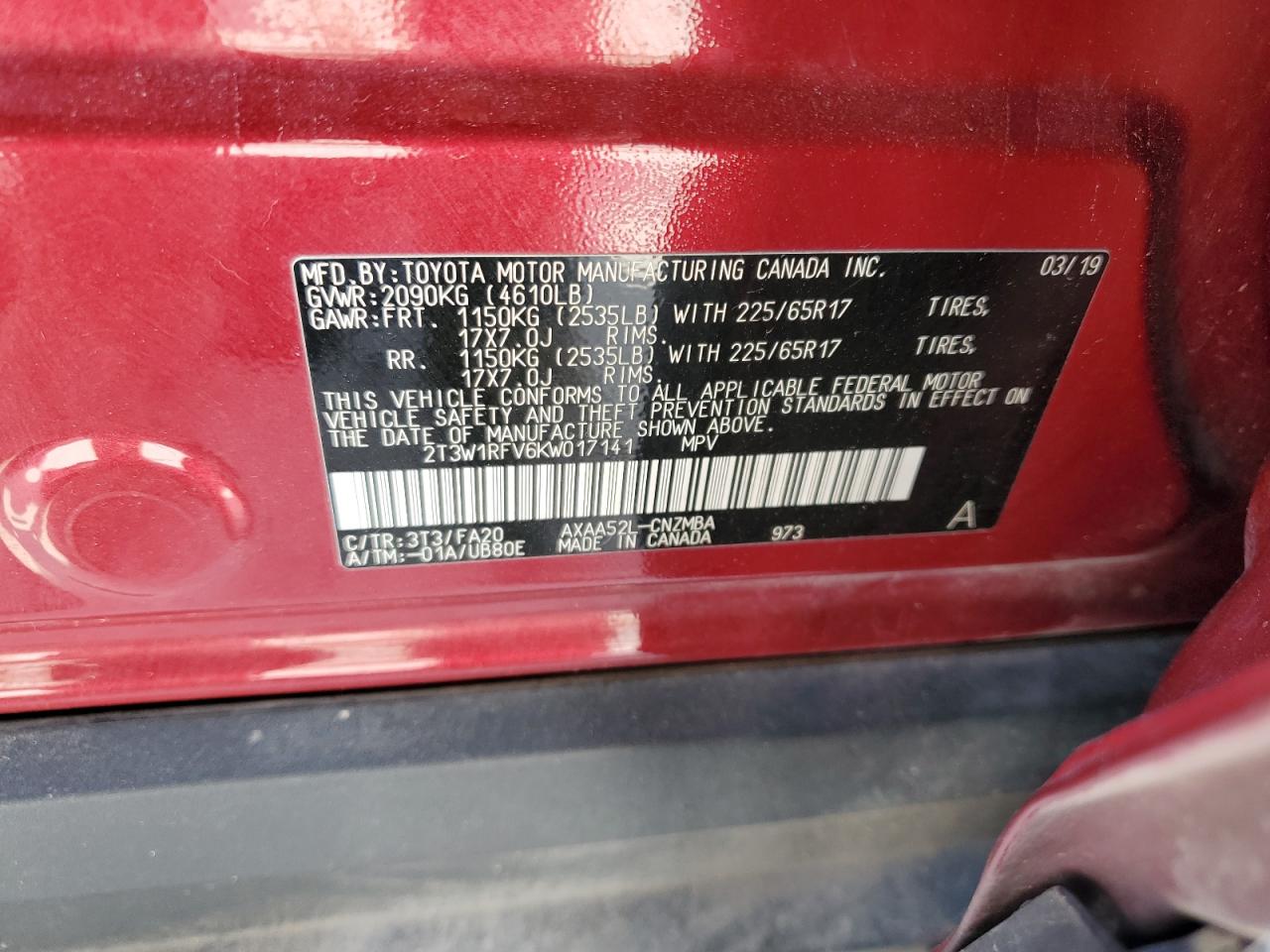 2T3W1RFV6KW017141 2019 TOYOTA RAV 4 - Image 15