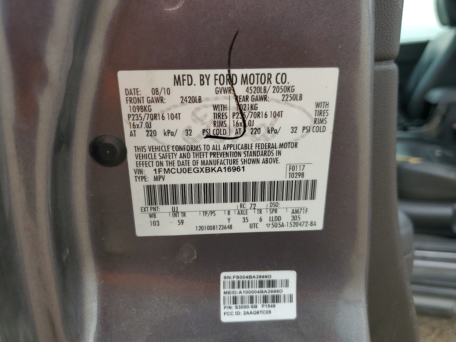 1FMCU0EGXBKA16961 2011 Ford Escape Limited