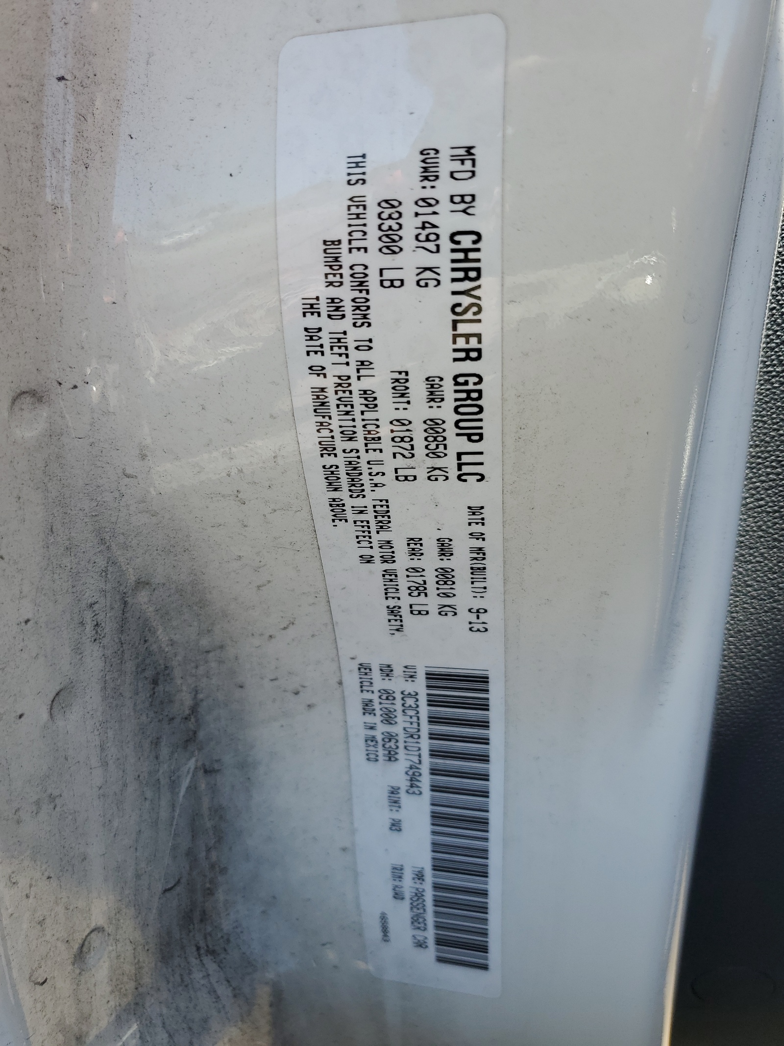 3C3CFFDR1DT749443 2013 Fiat 500 Pop