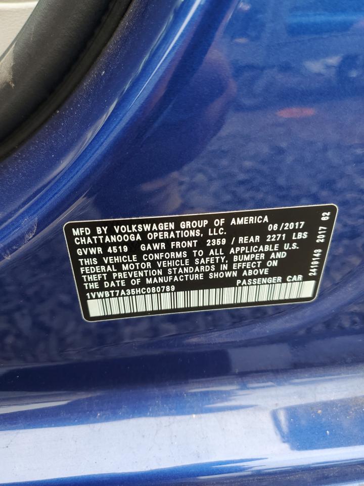 2017 Volkswagen Passat Se VIN: 1VWBT7A35HC080789 Lot: 64216704